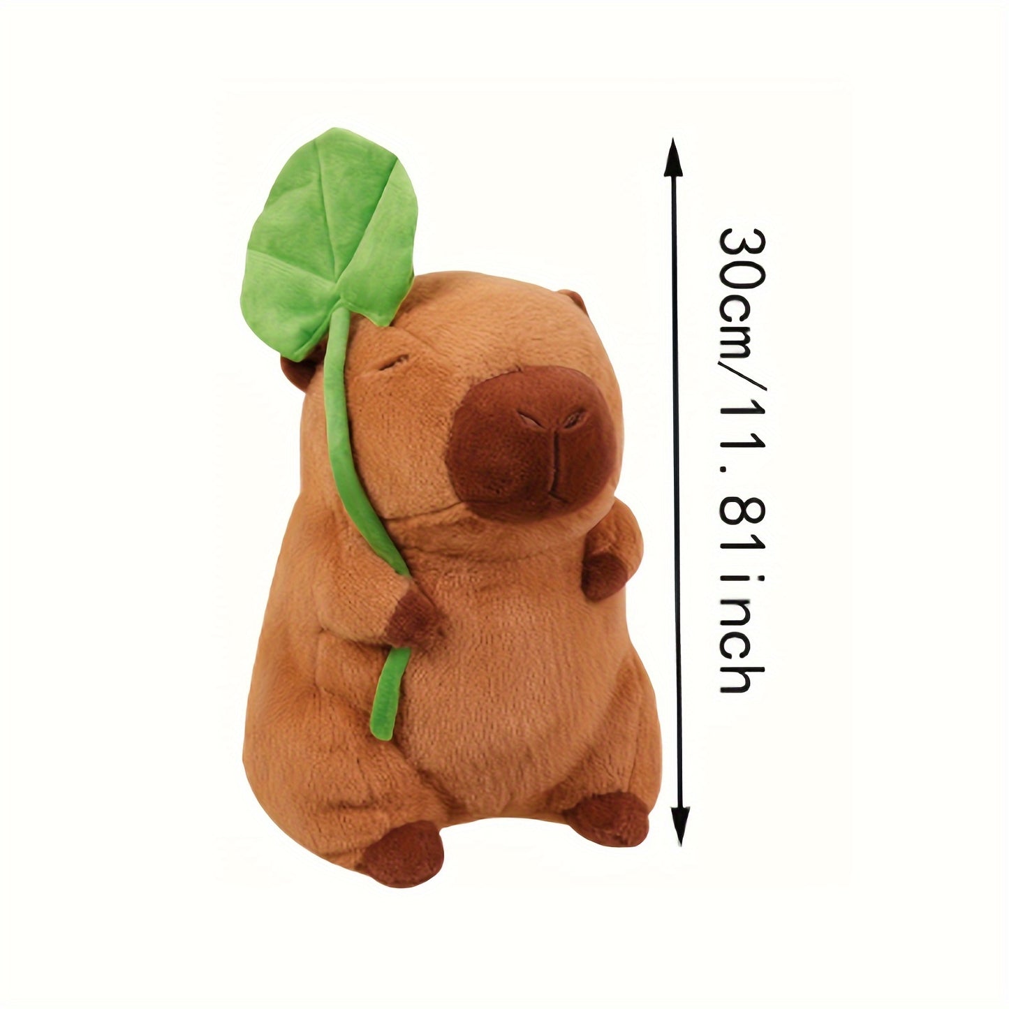 Plush capybara with a lotus leaf hat