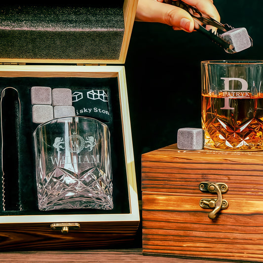 Personalized whiskey glass set