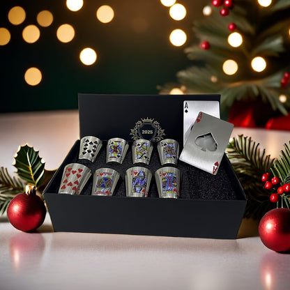 Box of whiskey glasses + bottle openers